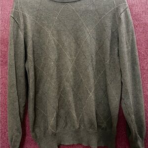 Spring + Mercer Cotton Cashmere Argyle Sweater L Brown Quiet Luxury Preppy